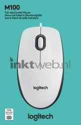 Logitech Muis M100 USB wit Front box