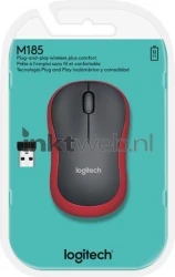 Logitech Muis M185 Wireless rood Front box