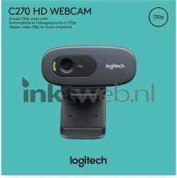 Logitech Webcam C270 HD 720p zwart licht zwart Front box