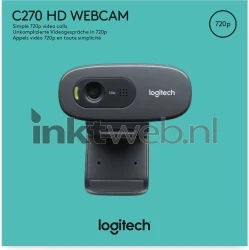 Logitech Webcam C270 HD 720p zwart licht zwart Front box