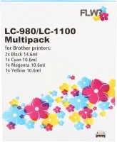 FLWR Brother LC-980 / LC-1100 Multipack (Opruiming Los) zwart en kleur