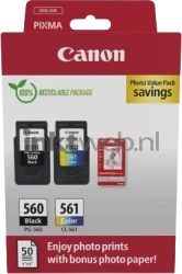 Canon CRG PG-560/CL-561 Multipack met fotopapier zwart en kleur Front box