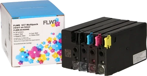 FLWR HP 937e Multipack zwart en kleur Combined box and product