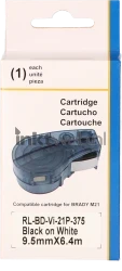 Huismerk Brady  M21-375-595-WT zwart op wit breedte 9.5 mm Front box