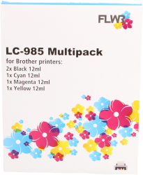 FLWR Brother LC-985 Multipack zwart en kleur Front box