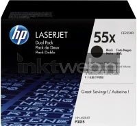 HP 55XD (Opruiming 2 x 1-pack) zwart