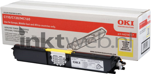 Oki C110/C130/MC160 Toner geel Combined box and product