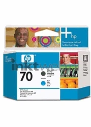 HP 70 printkop mat zwart en cyaan Front box