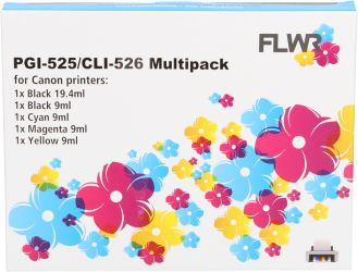 FLWR Canon CLI-526 Multipack zwart en kleur Front box