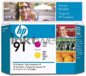 HP 91 printkop magenta en geel Front box