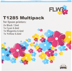 FLWR Epson T1285 Multipack zwart en kleur Front box