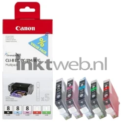 Canon CLI-8 Photo Multipack zwart Combined box and product