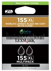 Lexmark 155XL 2-pack zwart Front box