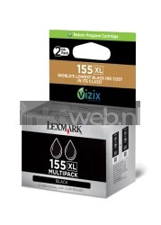 Lexmark 155XL 2-pack zwart Front box