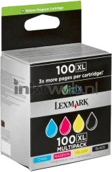 Lexmark 100XL Multipack zwart en kleur Front box