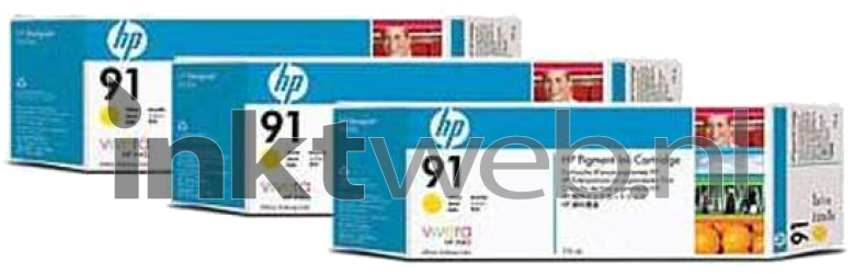 HP 91 3-pack geel Front box