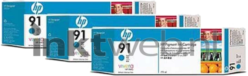 HP 91 3-pack cyaan Front box