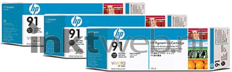 HP 91 3-pack foto zwart Front box