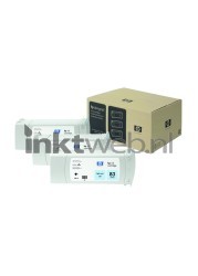 HP 83 3-pack licht cyaan Combined box and product