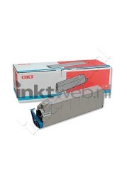 Oki 41963607 Toner cyaan Combined box and product