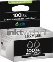 Lexmark 100XL 2-pack (Opruiming 2 x 1-pack los) zwart