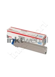 Oki C9600/C9650/C9800/C9850 Toner cyaan Combined box and product