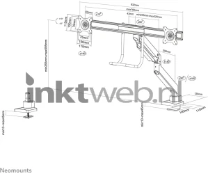 Neomounts Select NM-D775DXBLACK | 2-monitor arm met bureauklem zwart Product only