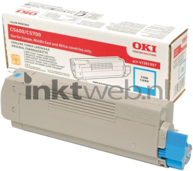 Oki C5600 / C5700 Toner cyaan Combined box and product
