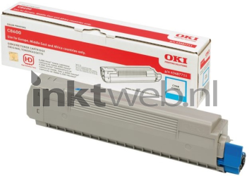 Oki C8600 / C8800 Toner cyaan Combined box and product