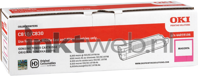 Oki C810 / C830 Toner magenta Combined box and product