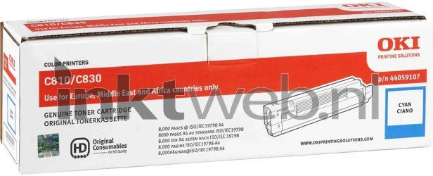 Oki C810 / C830 Toner cyaan Front box