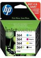 HP 364CMY en 364XLBK (Opruiming 4x losse bundel) zwart en kleur