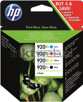 HP 920XL Multipack (Opruiming 4 x 1-pack los outlet) zwart en kleur