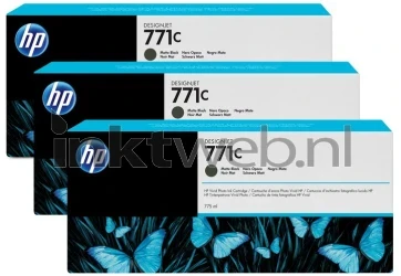 HP 771C 3-pack mat zwart Front box