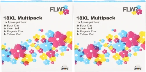 FLWR Epson (2X) 18XL Multipack zwart en kleur Front box