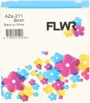 FLWR Brother  TZE-211 zwart op wit breedte 6 mm