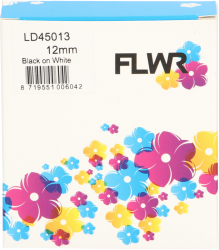 FLWR Dymo  45013 zwart op wit breedte 12 mm Front box