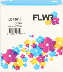 FLWR Dymo  43613 zwart op wit breedte 6 mm Front box