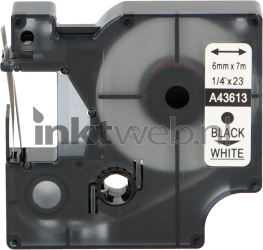FLWR Dymo  43613 zwart op wit breedte 6 mm Product only