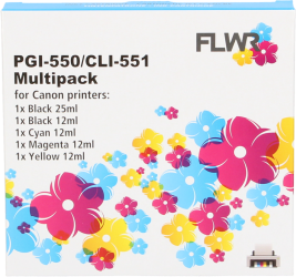 FLWR Canon CLI-551XL Multipack zwart en kleur Front box