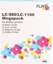 FLWR Brother LC980/1100 Megapack zwart en kleur Front box