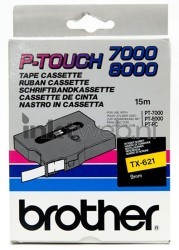 Brother  TX-621 zwart op geel breedte 9 mm Front box