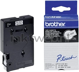 Brother  TC-201 zwart op wit breedte 12 mm Front box