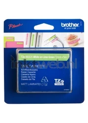 Brother  TZE-MQG35 wit op groen breedte 12 mm Front box