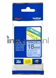 Brother  TZE-541 zwart op blauw breedte 18 mm Front box