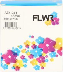 FLWR Brother  TZE-241 zwart op wit breedte 18 mm Front box
