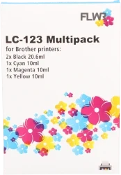 FLWR Brother LC-123 Multipack zwart en kleur Front box