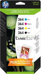 HP 364 Multipack met fotopapier zwart en kleur Front box