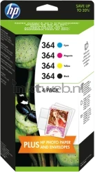 HP 364 Multipack met fotopapier zwart en kleur Front box