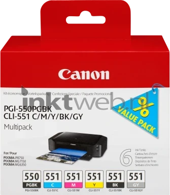 Canon CLI-551 6-pack zwart en kleur